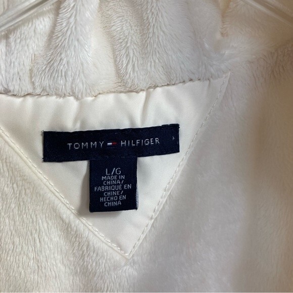 Tommy Hilfiger Jacket SZ L Ladies Cream Fleece Lined Hooded Zip Up Pockets - Picture 7 of 15
